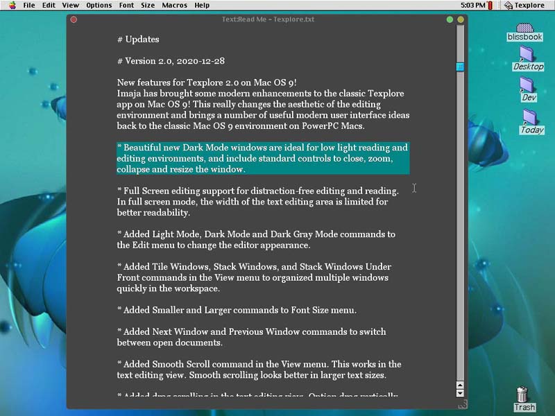 Texplore for Mac OS 9: Text editor with a user interface and visual design - imaja.com