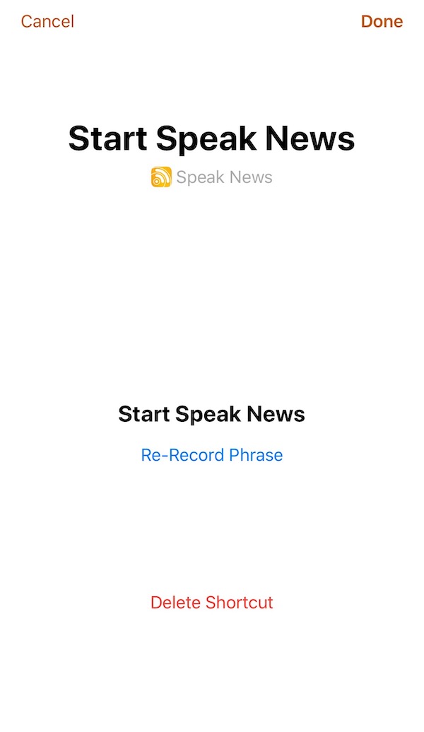 Siri Shortcuts for Speak News on iPhone, iPad and iPad touch - imaja.com